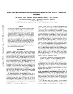 Leveraging Recommender Systems to Reduce Content Gaps on Peer Production
  Platforms