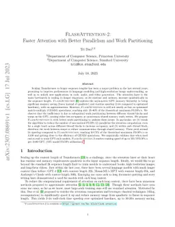 FlashAttention-2: Faster Attention with Better Parallelism and Work
  Partitioning
