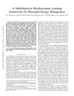 A Multiobjective Reinforcement Learning Framework for Microgrid Energy
  Management