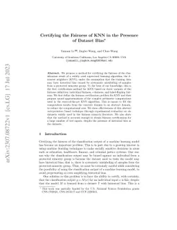 Certifying the Fairness of KNN in the Presence of Dataset Bias