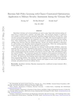 Bayesian Safe Policy Learning with Chance Constrained Optimization:
  Application to Military Security Assessment during the Vietnam War