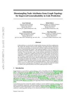 Disentangling Node Attributes from Graph Topology for Improved
  Generalizability in Link Prediction