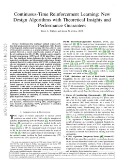 Continuous-Time Reinforcement Learning: New Design Algorithms with
  Theoretical Insights and Performance Guarantees