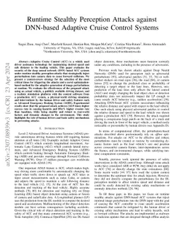 Runtime Stealthy Perception Attacks against DNN-based Adaptive Cruise Control Systems