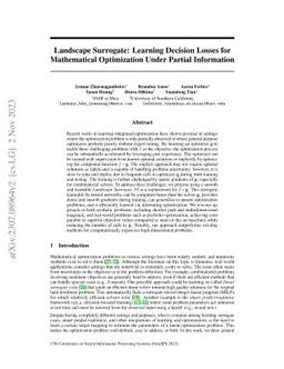 Landscape Surrogate: Learning Decision Losses for Mathematical
  Optimization Under Partial Information