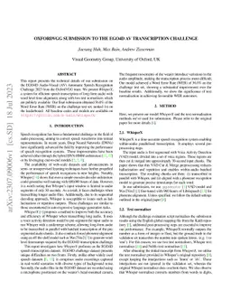 OxfordVGG Submission to the EGO4D AV Transcription Challenge