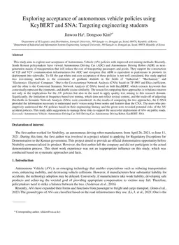 Exploring acceptance of autonomous vehicle policies using KeyBERT and
  SNA: Targeting engineering students