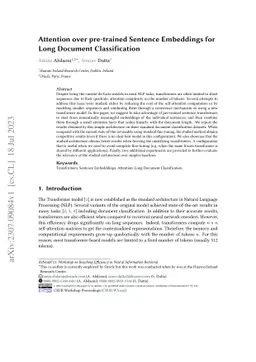 Attention over pre-trained Sentence Embeddings for Long Document
  Classification