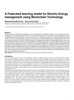 A Federated learning model for Electric Energy management using
  Blockchain Technology