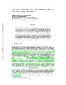 The Effects of Mixed Sample Data Augmentation are Class Dependent