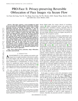 PRO-Face S: Privacy-preserving Reversible Obfuscation of Face Images via
  Secure Flow
