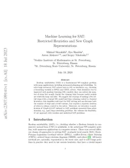 Machine Learning for SAT: Restricted Heuristics and New Graph
  Representations