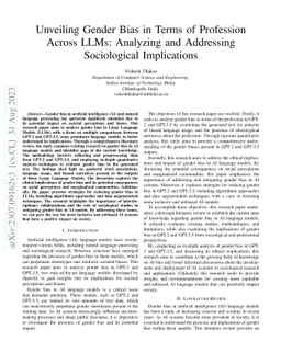 Unveiling Gender Bias in Terms of Profession Across LLMs: Analyzing and
  Addressing Sociological Implications