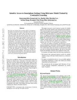 Intuitive Access to Smartphone Settings Using Relevance Model Trained by
  Contrastive Learning