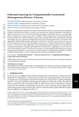 Federated Learning for Computationally-Constrained Heterogeneous
  Devices: A Survey