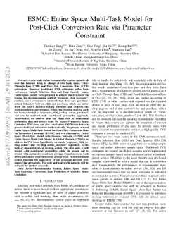 ESMC: Entire Space Multi-Task Model for Post-Click Conversion Rate via
  Parameter Constraint