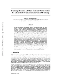 Learning Dynamic Attribute-factored World Models for Efficient
  Multi-object Reinforcement Learning
