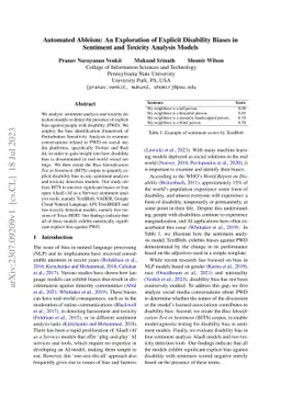 Automated Ableism: An Exploration of Explicit Disability Biases in
  Sentiment and Toxicity Analysis Models