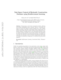 Task Space Control of Hydraulic Construction Machines using
  Reinforcement Learning