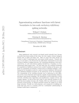 Approximating nonlinear functions with latent boundaries in low-rank
  excitatory-inhibitory spiking networks