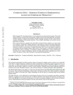 Company2Vec -- German Company Embeddings based on Corporate Websites