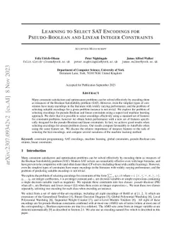 Learning to Select SAT Encodings for Pseudo-Boolean and Linear Integer
  Constraints