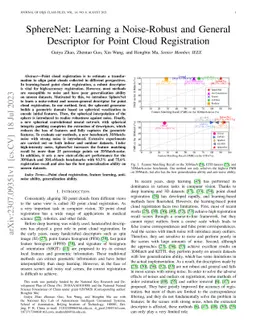 SphereNet: Learning a Noise-Robust and General Descriptor for Point
  Cloud Registration