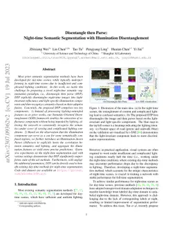 Disentangle then Parse:Night-time Semantic Segmentation with
  Illumination Disentanglement
