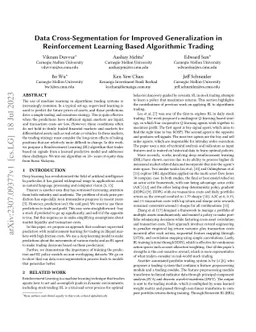 Data Cross-Segmentation for Improved Generalization in Reinforcement
  Learning Based Algorithmic Trading