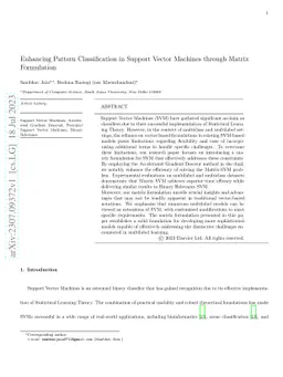 Enhancing Pattern Classification in Support Vector Machines through
  Matrix Formulation