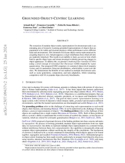 Grounded Object Centric Learning