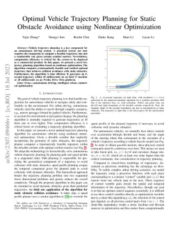 Optimal Vehicle Trajectory Planning for Static Obstacle Avoidance using
  Nonlinear Optimization