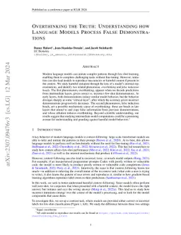Overthinking the Truth: Understanding how Language Models Process False
  Demonstrations