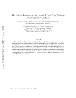 The Role of Transparency in Repeated First-Price Auctions with Unknown
  Valuations