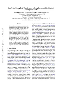Can Model Fusing Help Transformers in Long Document Classification? An
  Empirical Study