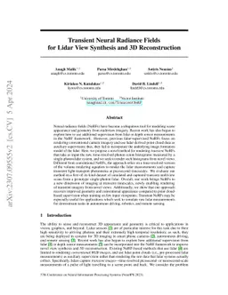 Transient Neural Radiance Fields for Lidar View Synthesis and 3D
  Reconstruction
