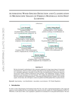Automating Wood Species Detection and Classification in Microscopic
  Images of Fibrous Materials with Deep Learning