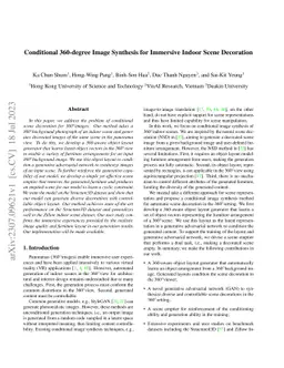 Conditional 360-degree Image Synthesis for Immersive Indoor Scene
  Decoration