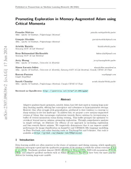 Promoting Exploration in Memory-Augmented Adam using Critical Momenta