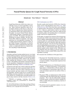 Neural Priority Queues for Graph Neural Networks