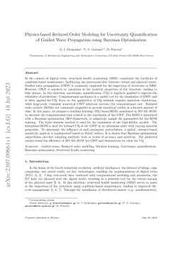 Physics-based Reduced Order Modeling for Uncertainty Quantification of
  Guided Wave Propagation using Bayesian Optimization