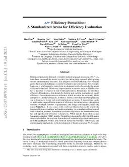 Efficiency Pentathlon: A Standardized Arena for Efficiency Evaluation