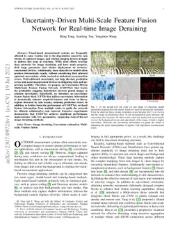 Uncertainty-Driven Multi-Scale Feature Fusion Network for Real-time
  Image Deraining
