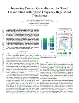 Improving Domain Generalization for Sound Classification with Sparse
  Frequency-Regularized Transformer