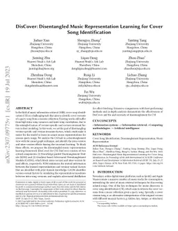 DisCover: Disentangled Music Representation Learning for Cover Song
  Identification
