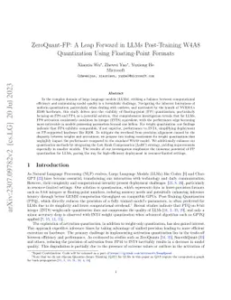 ZeroQuant-FP: A Leap Forward in LLMs Post-Training W4A8 Quantization
  Using Floating-Point Formats