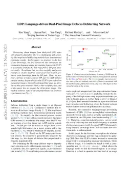 LDP: Language-driven Dual-Pixel Image Defocus Deblurring Network