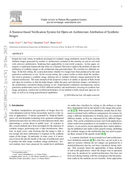A Siamese-based Verification System for Open-set Architecture
  Attribution of Synthetic Images