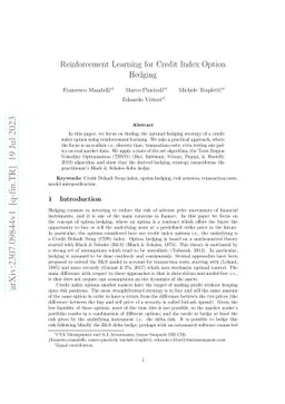 Reinforcement Learning for Credit Index Option Hedging