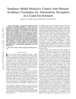 Nonlinear Model Predictive Control with Obstacle Avoidance Constraints
  for Autonomous Navigation in a Canal Environment